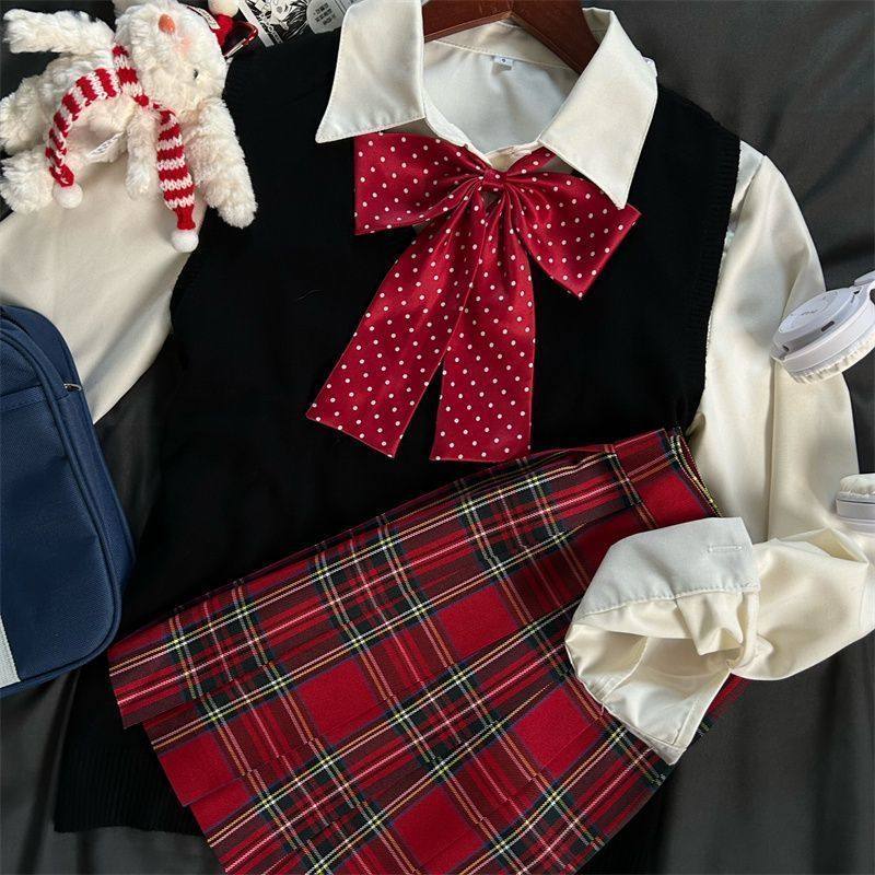川町香jk制服正版格裙毛衣背心衬衫套装学院风女秋冬叠穿