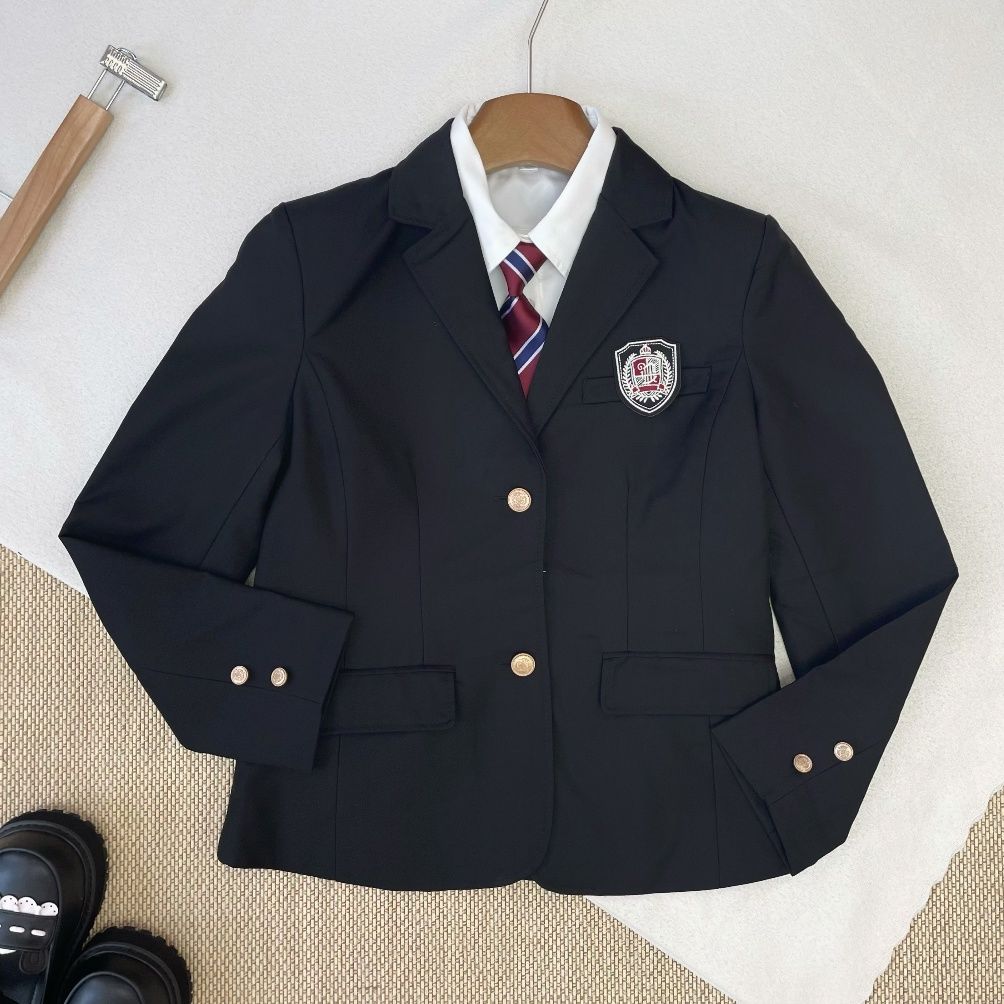 【神北】原创正版新款显瘦黑色jk制服西装套装秋冬西服两粒扣套装