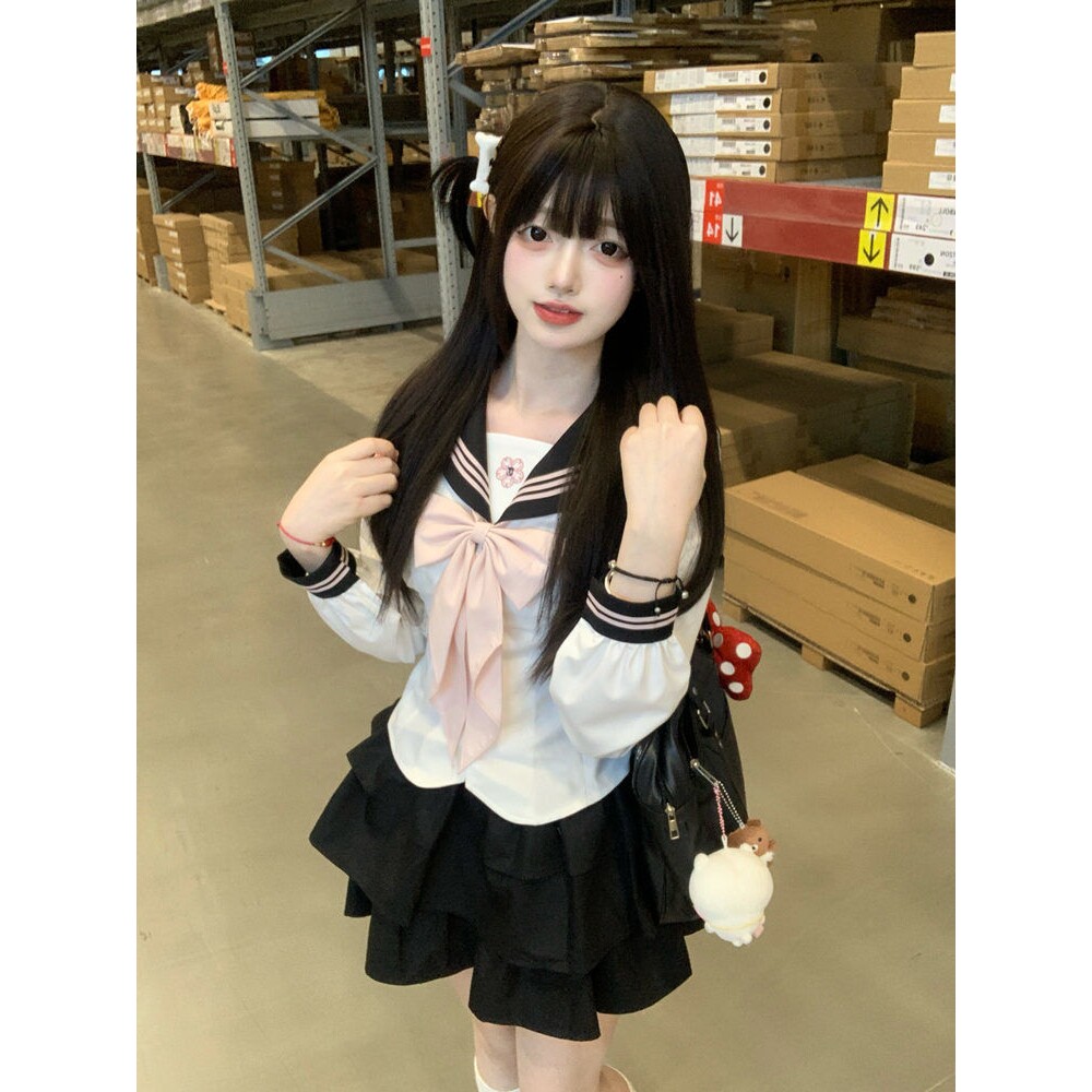 【樱野女子】知半城jk原创收腰显瘦水手服日系甜美学院风制服套装