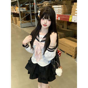 【樱野女子】知半城jk原创收腰显瘦水手服日系甜美学院风制服套装