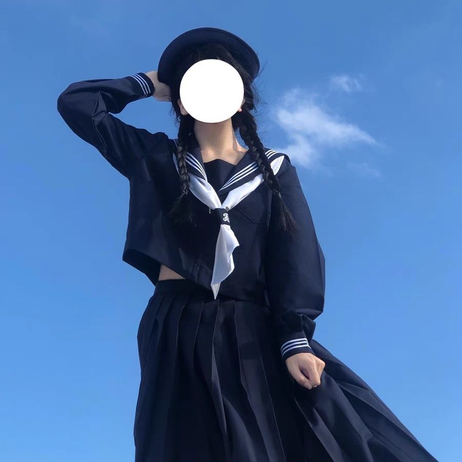 绀三本日系JK制服基础款藏青色海军学院风校供中间水手服春秋套装