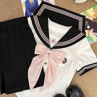 知半城【樱野女子】日系原创水手服收腰校供感jk中间制服短袖套装