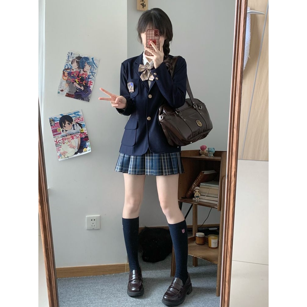 空栗鼠丸原创jk西服两粒扣多色jk制服校供西装秋冬叠穿外套宽松女