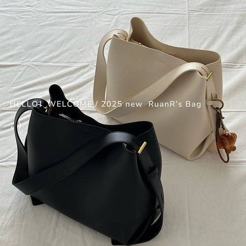 软软的包 通勤主义 百搭休闲大容量水桶包单肩斜挎包包女简约软皮