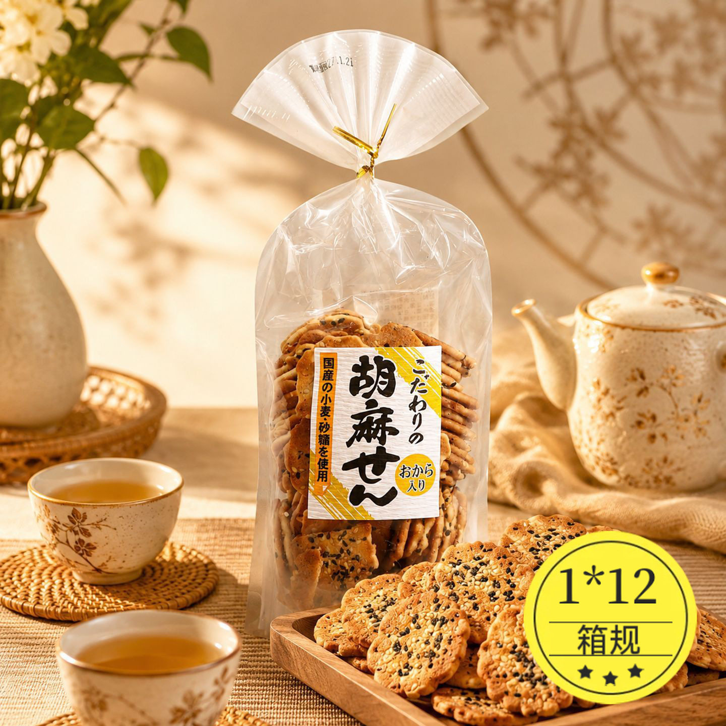 山姆超市日本进口零食米仓芝麻豆渣饼干酥性饼干薄脆休闲食品小吃