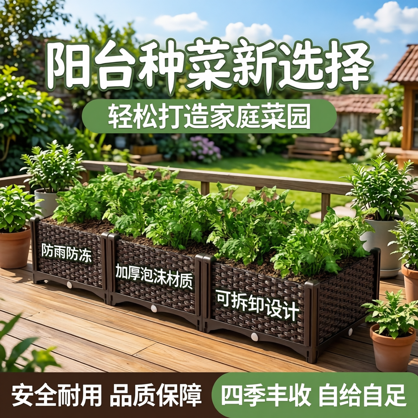 户外花箱种植箱阳台楼顶种菜专用箱泡沫大花盆大号家用种菜盆陶瓷