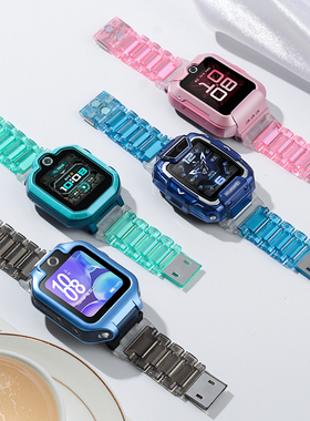 适用华为儿童手表4X新耀版表带磁吸4pro华为5电话腕带5Xpro多彩透明表链3pro透气腕带