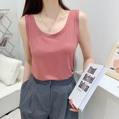 女夏莫代尔吊带背心无袖 外穿内搭打底衫 圆领上衣修身 百搭胖mm大码