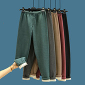 加绒加厚纯棉打底裤 男士 大码 高腰修身 秋冬季 秋裤 双面绒德绒保暖裤