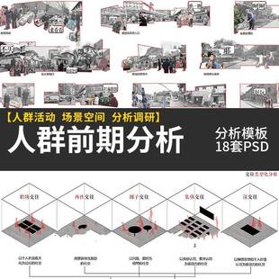 人群前期分析图PSD建筑景观规划设计交往活动空间影响分析元素材