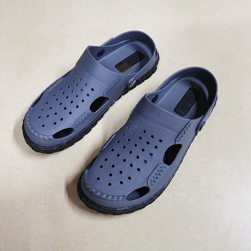 越南进口温突品牌硅胶橡胶拖凉鞋情侣时尚户外室内双色网状洞洞鞋