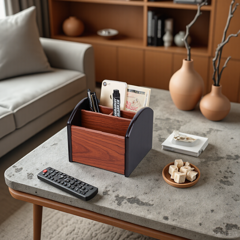 实木中式木制桌面遥控器多功能收纳盒架客厅卧室家用高档置物架