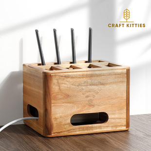 相思木实木路由器收纳盒wifi猫机顶盒置物架电源盒插座装饰遮挡盒