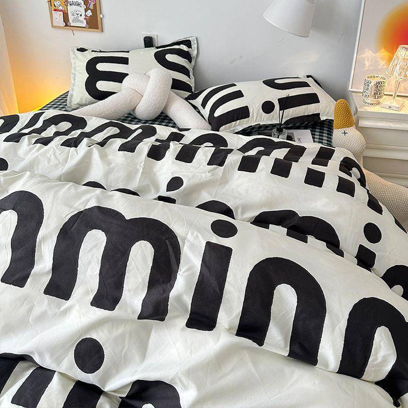K15学生宿舍三件套ins北欧m黑色字母床上四套1件.eZ3xn6EG51.8被