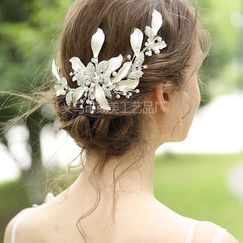 6J612新娘发饰发夹欧美原创手工合金边夹头境夹高档结婚头J6162跨