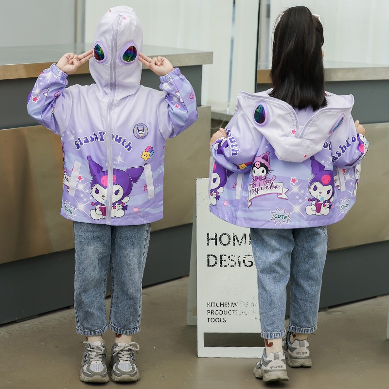 奥特曼衣服女孩外套秋款小儿童帽子戴带眼镜女童宝宝库洛米春秋装