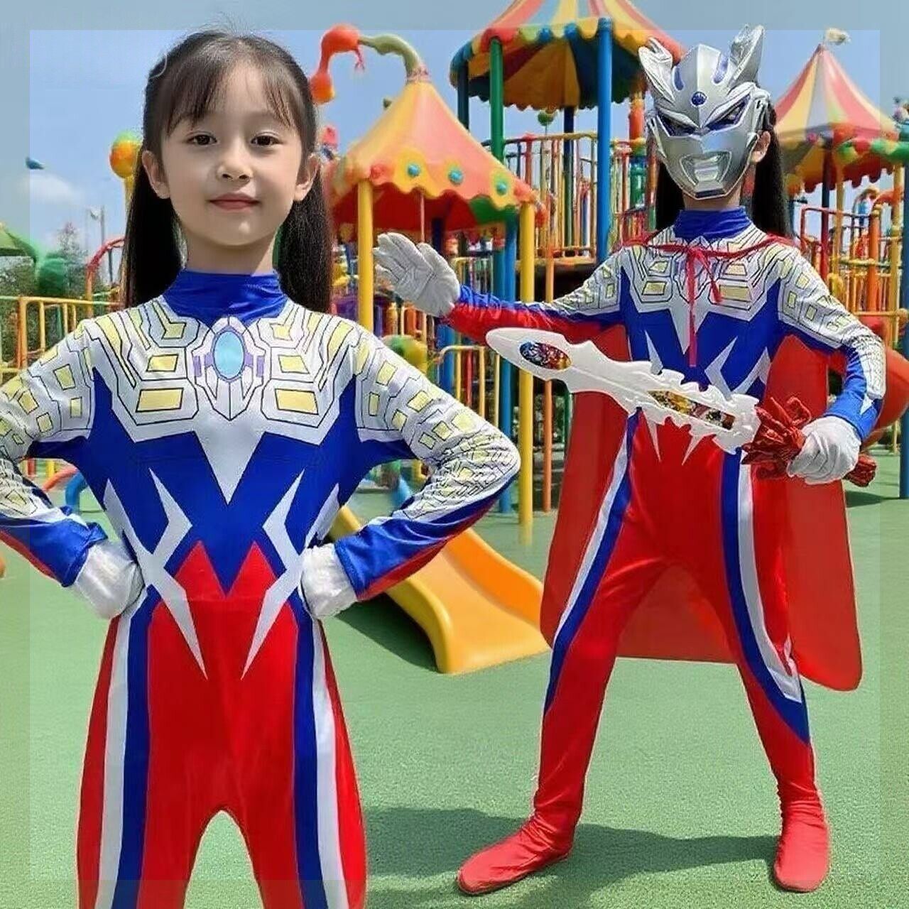 赛罗奥特曼衣服男童儿童节cos表演服装女孩超人发光连体衣真人版