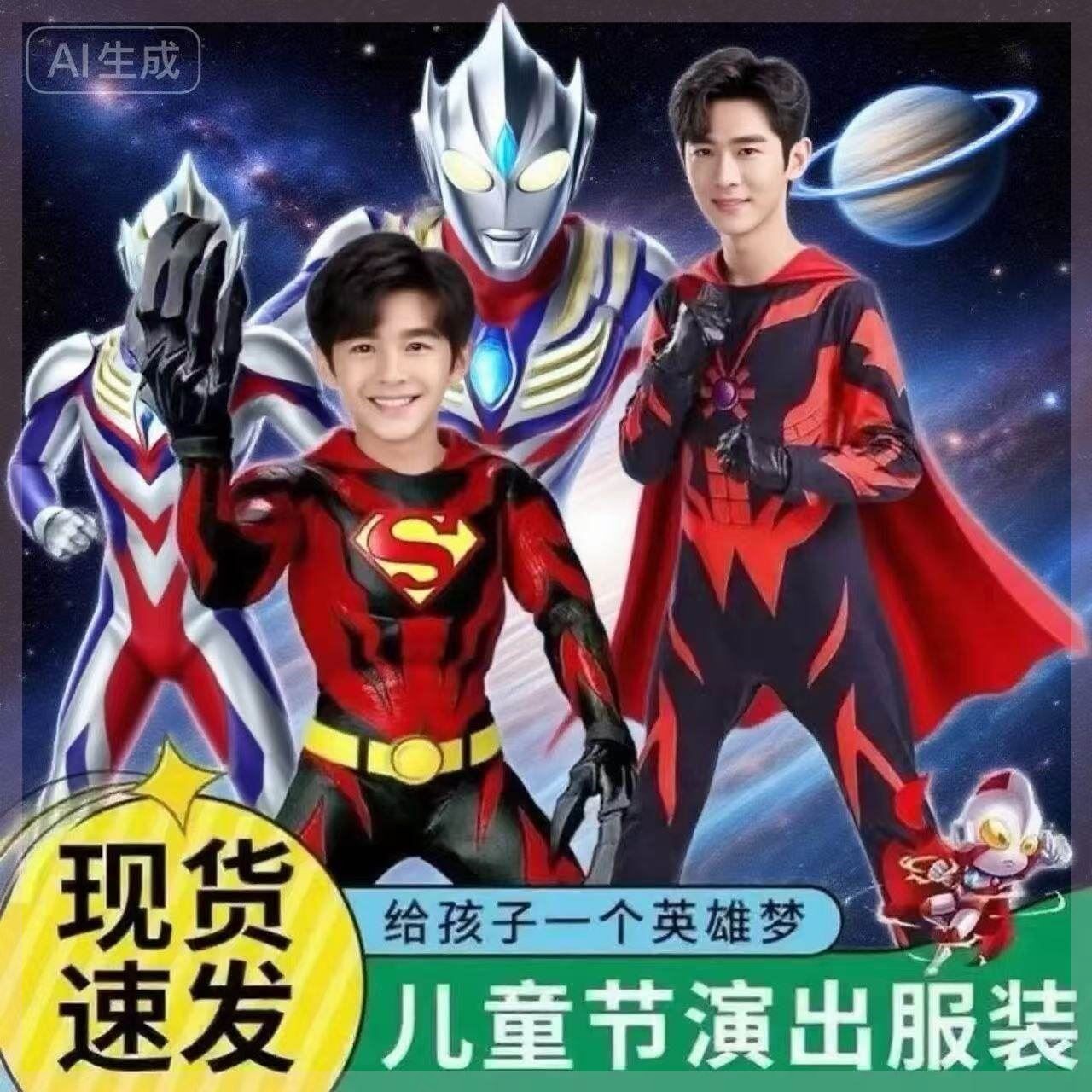 成人演出生日礼物男童表演服贝老老黑儿童儿童节连体衣贝利亚大码