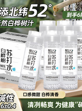 轻上白桦树苏打水饮品弱碱清甜无气饮料饮用水380mlx12瓶整箱正品