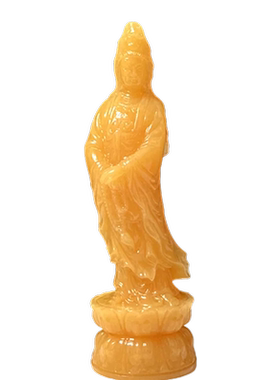如意天然招财观音菩萨供奉米黄玉