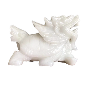天然白玉龙龟摆件招财玉石纯手工雕刻家居玄关窗台装饰品风水现代