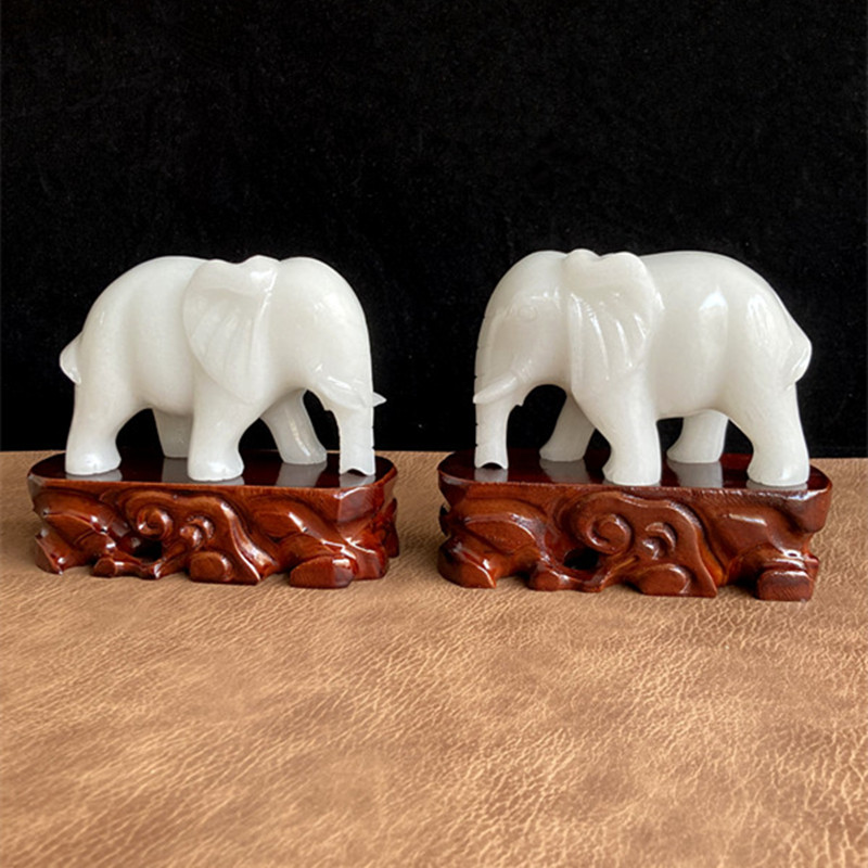 锦玉秀美白玉吸水玄关大象摆件