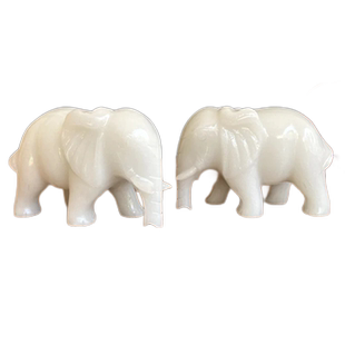天然白玉吸水大象摆件玄关装饰乔迁新居开业礼品吉祥物手工玉雕象