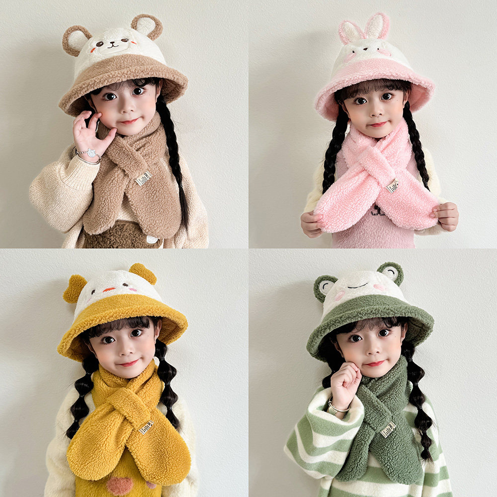 儿童帽子围巾套装冬季可爱卡通宝宝渔夫帽加厚保暖男女童盆帽韩版,童装/婴儿装/亲子装,帽子,淘宝优惠券,粉丝福利购,淘宝优惠卷
