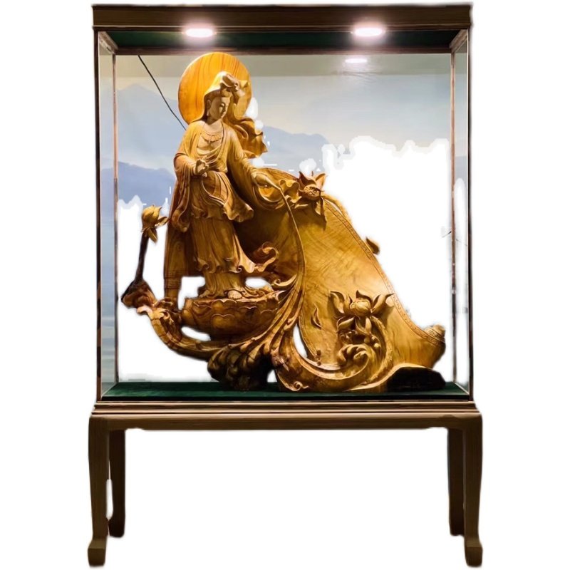 崖柏红木香樟木木雕根雕观音摆件福建木雕根雕现代家居工艺装饰品