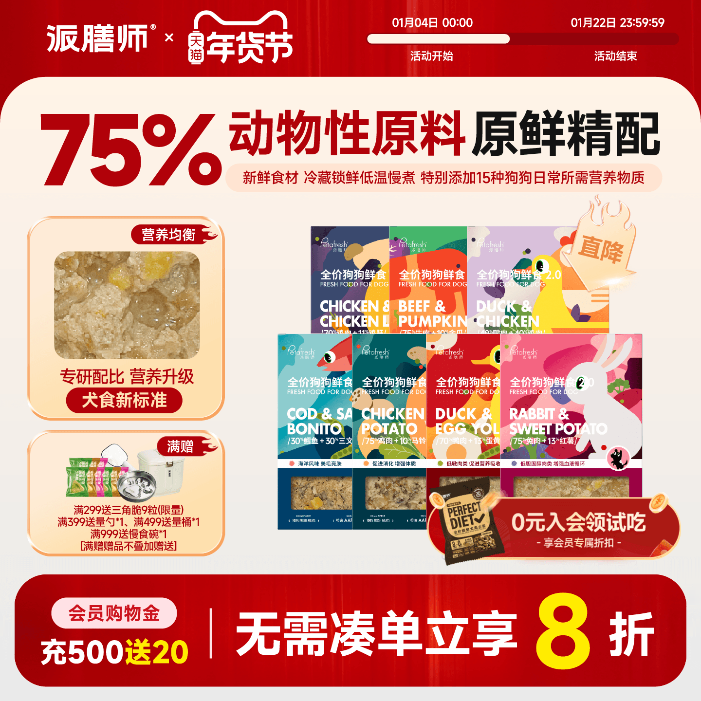 派膳师宠物狗狗零食鲜粮鸭肉主食拌饭湿粮通用犬粮200g*7补充营养,宠物/宠物食品及用品,狗全价冷鲜粮,淘宝优惠券,粉丝福利购,淘宝优惠卷
