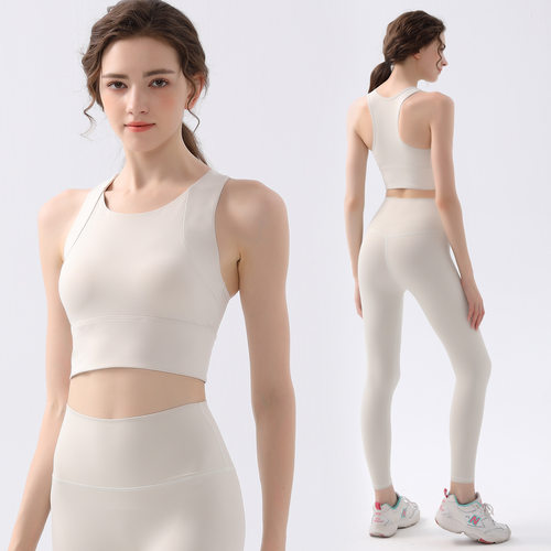 LULU固定胸垫纯色瑜伽服套装紧身