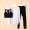 Black bra+white long sleeves+black pants