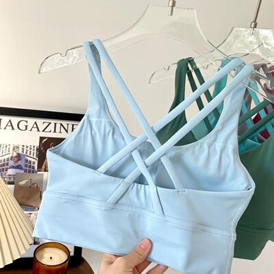 lulu裸感呼吸杯瑜伽健身文胸女