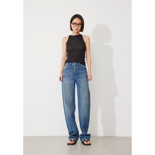 RUGOSAM【明星同款】阔腿牛仔裤女复古高腰显瘦长裤210807004