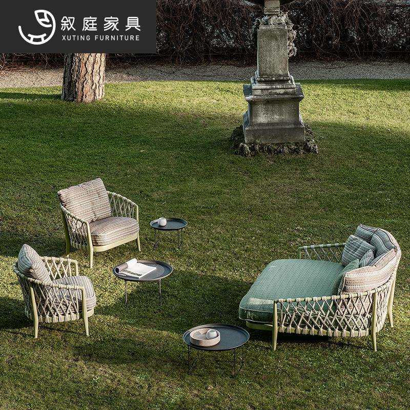 藤编沙发户外庭院景区露台公共场合洽谈办公休闲沙发茶几组合家具