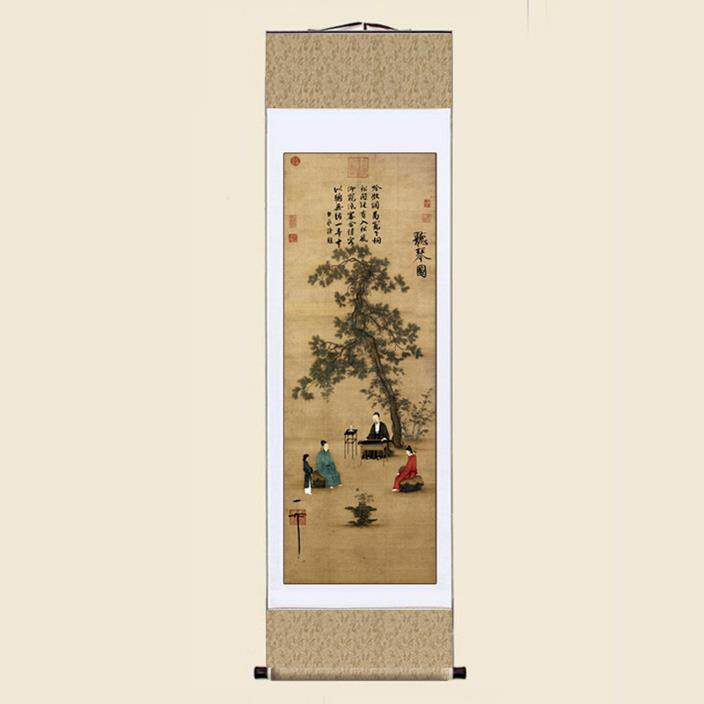 宋徽宗听琴图仿古画复制客厅书房玄关装饰中国画名人字画挂画装裱