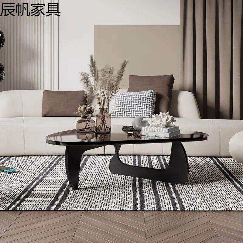 玻璃茶几小户型客厅家用现代简约北欧透明极简野口勇创意圆形茶桌