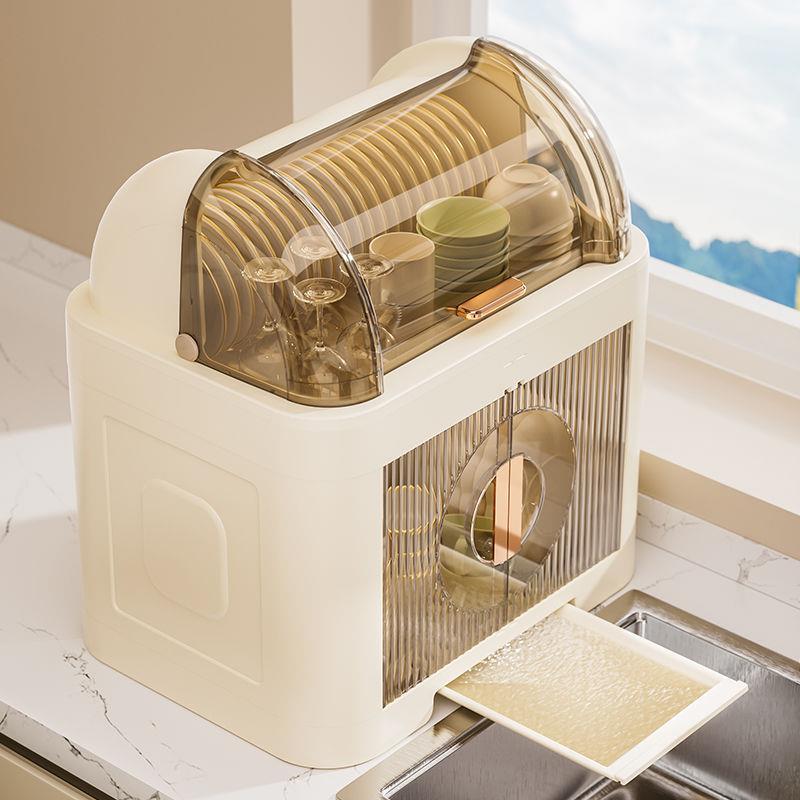 碗筷收纳盒厨房碗架沥水碗篮多层餐具置物架塑料双开门碗柜家用
