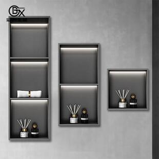 壁龛嵌入式浴室卫生间装饰柜多层带发光灯带物品置放不锈钢壁龛柜