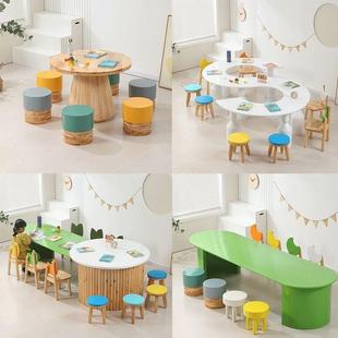 幼儿园手工绘画区架空层实木儿童桌椅套装售楼处接待早教成套组合