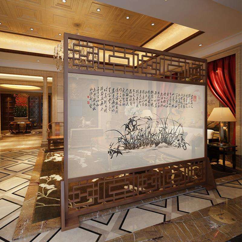 中式实木移动屏风隔断墙客厅卧室办公室实木入户镂空玄关遮挡座屏