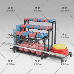 杠铃杆收纳架杠铃片置物收纳展示架哑铃整理陈列架子