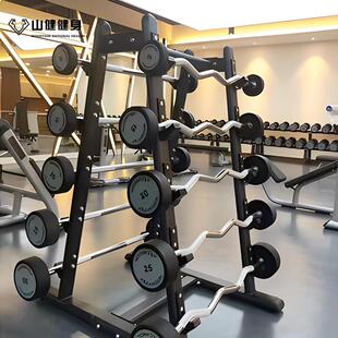 健身房曲直杆杠铃家用室内举重哑铃力量区健身器材商用曲直杆杠铃