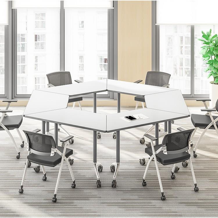 创客简约组合移动培训桌折叠梯形办公桌会议长条拼接课桌椅六边桌