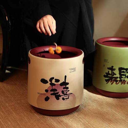 中古风垃圾桶创意新中式带提手双层大容量垃圾篓家用高颜值纸篓