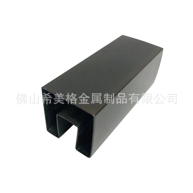 工厂拉丝黑钛方槽管单双方槽异形焊管玻璃栏杆扶手管配件