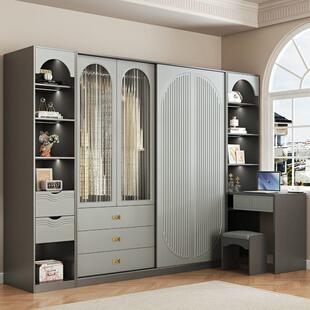 实木衣柜连书桌一体转角衣柜学习桌伸缩组合柜拐角电脑桌加衣橱