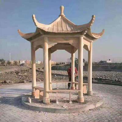 石凉亭雕刻精美户外公园园林景区别墅六角中式天然石亭子厂促销