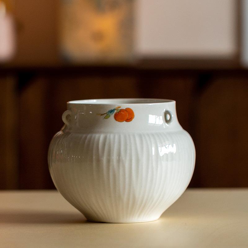 纯手工陶瓷复古风水洗建水渣斗水盂茶具配件零配水盂洗茶杯碗