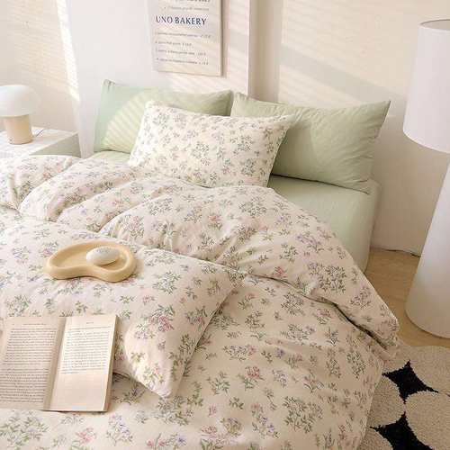 小清新双层纱四件套全棉纯棉床单被套碎花三件套学生宿舍床上用品